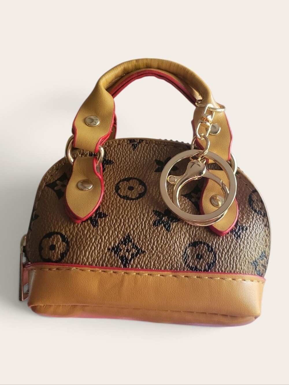 Yellow and Brown Monogram Mini Handbag with Gold Hardware